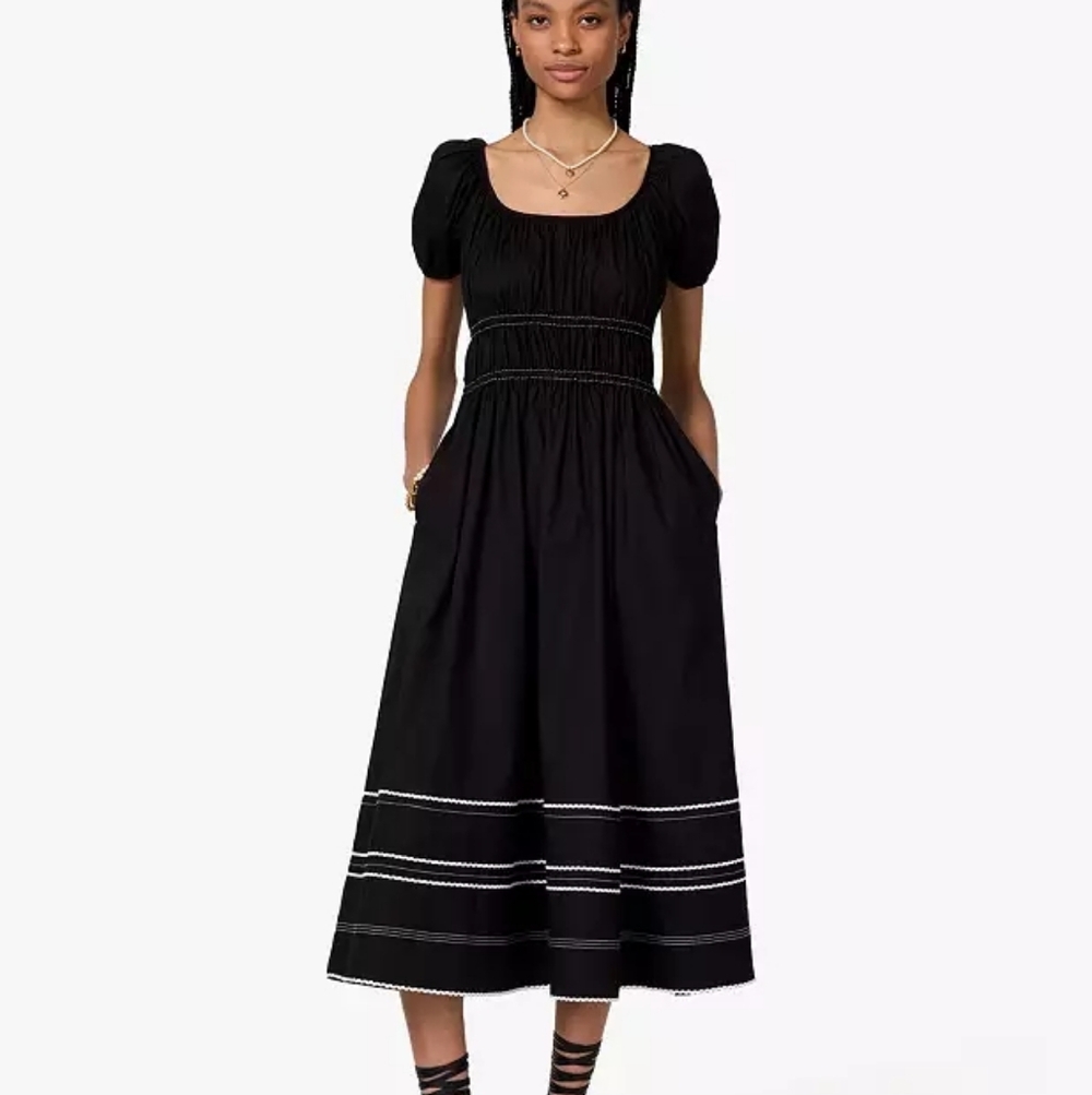 Kate Spade Black Ric Rac Riviera Dress with White Accents M